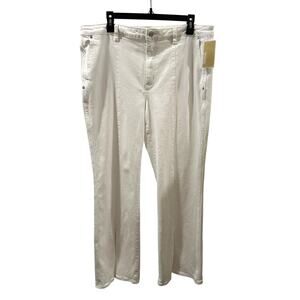 Michael Kors Womens White Flare Denim Jeans Size 16 Slit Front Pants Zipper New